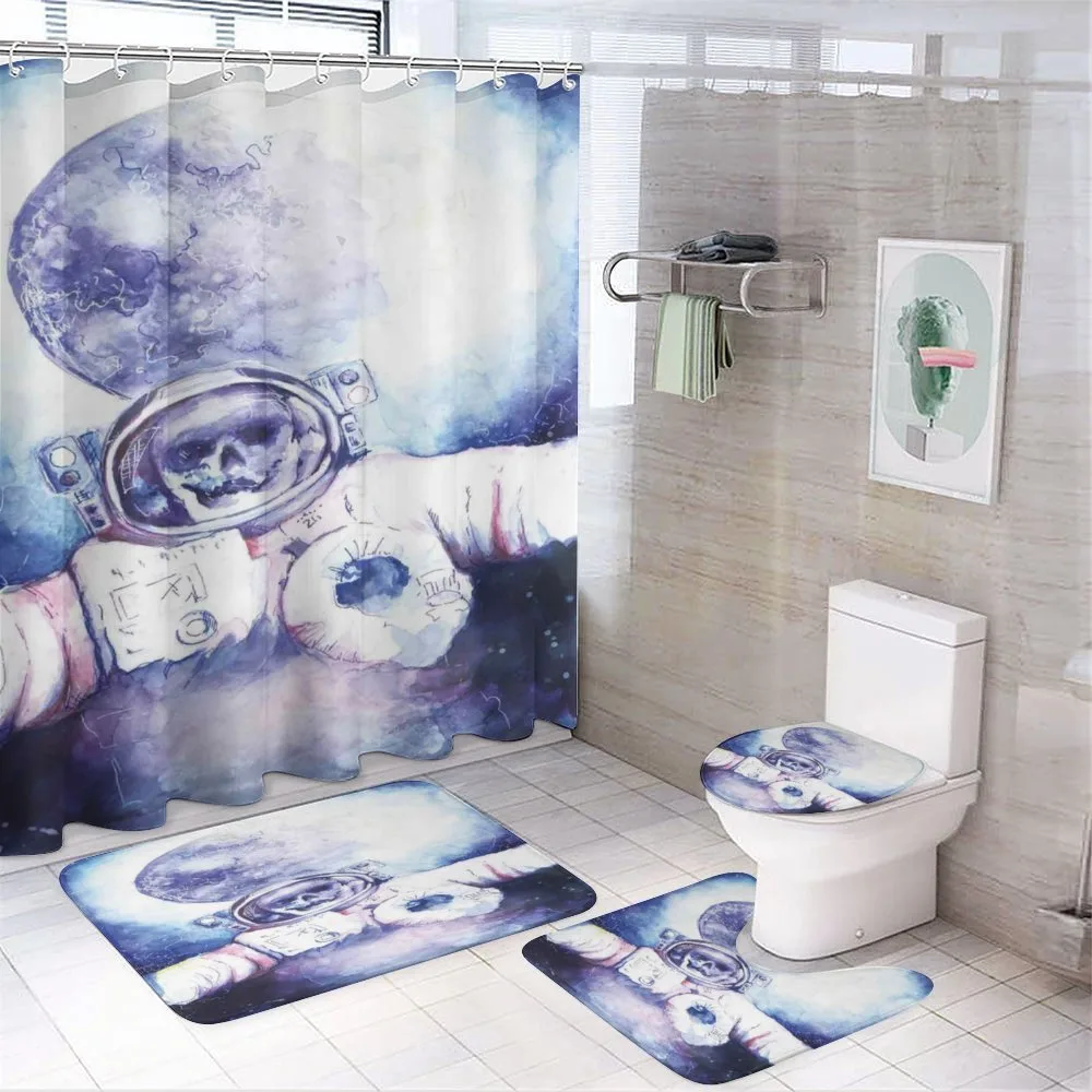Cosmonaut Skull Space — 4-Piece Bathroom Set preview
