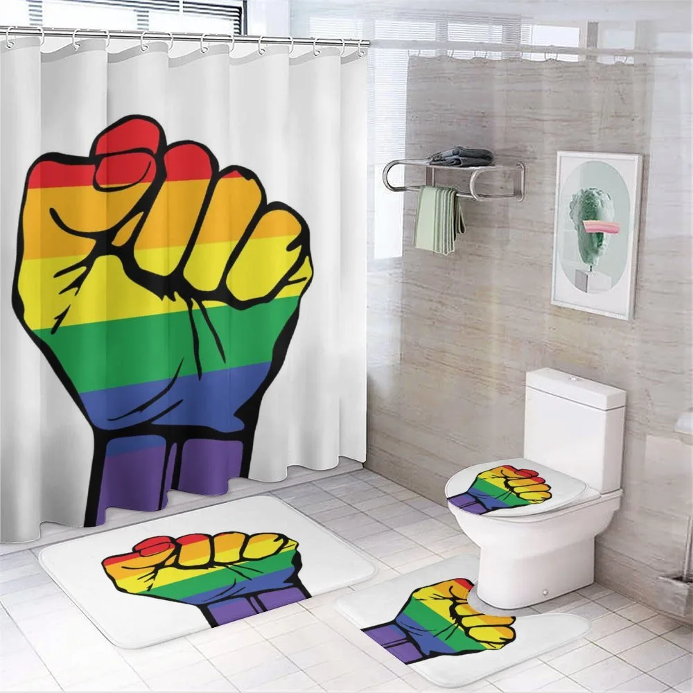 Gay Rights Rainbow Fist LQBT — 4-Piece Bathroom Set preview