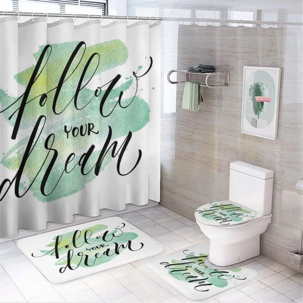 Green Brush Stoke Watercolor — 4-Piece Bathroom Set preview