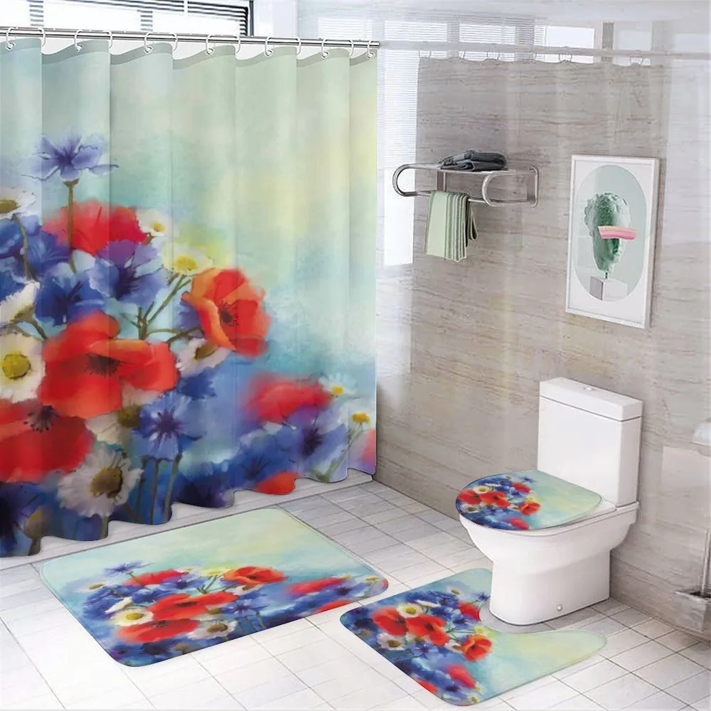 Poppy Chamomile Bouquet — 4-Piece Bathroom Set preview