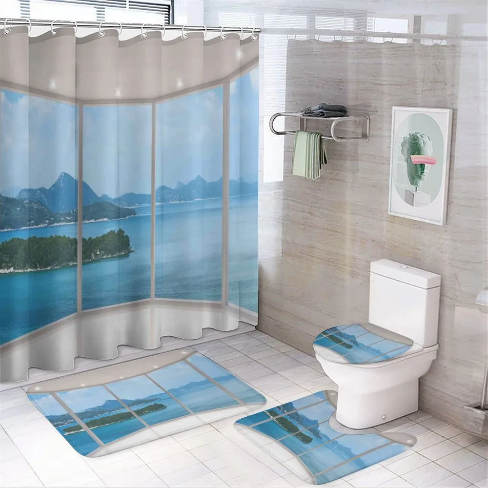 Seascape View from Window — 4-Piece Bathroom Set preview