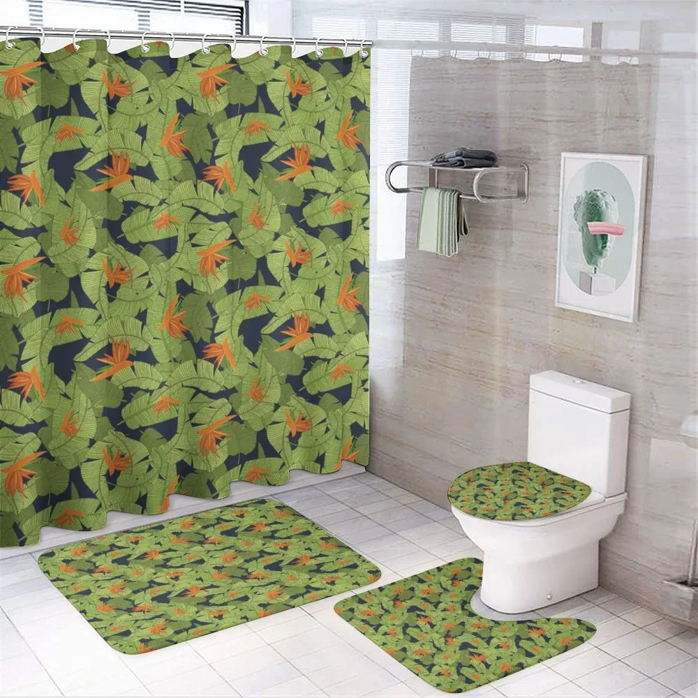 Aloha Striped Leaves Flowers — 4-Piece Bathroom Set preview