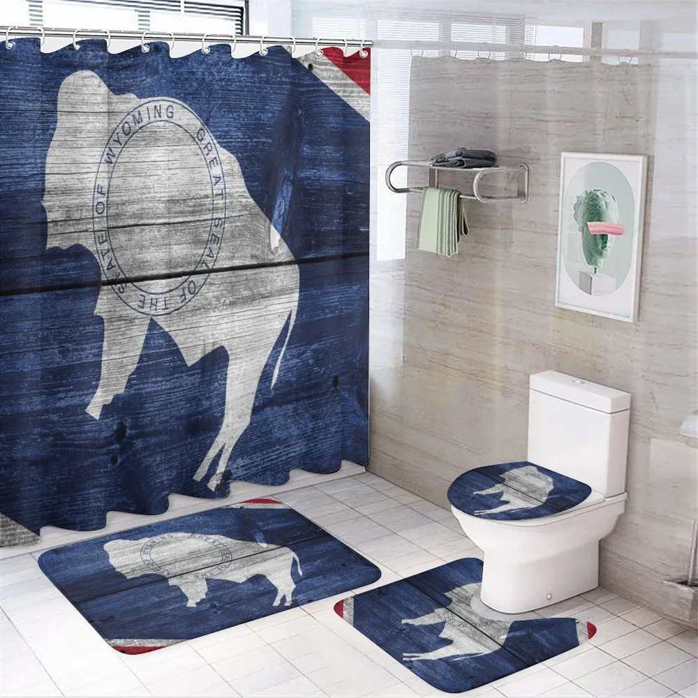 Equality State Flag Wooden — 4-Piece Bathroom Set preview