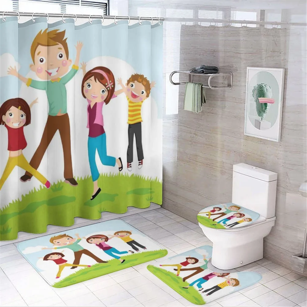 Happy Mom Dad and Kids 4-Piece Bathroom Set product video