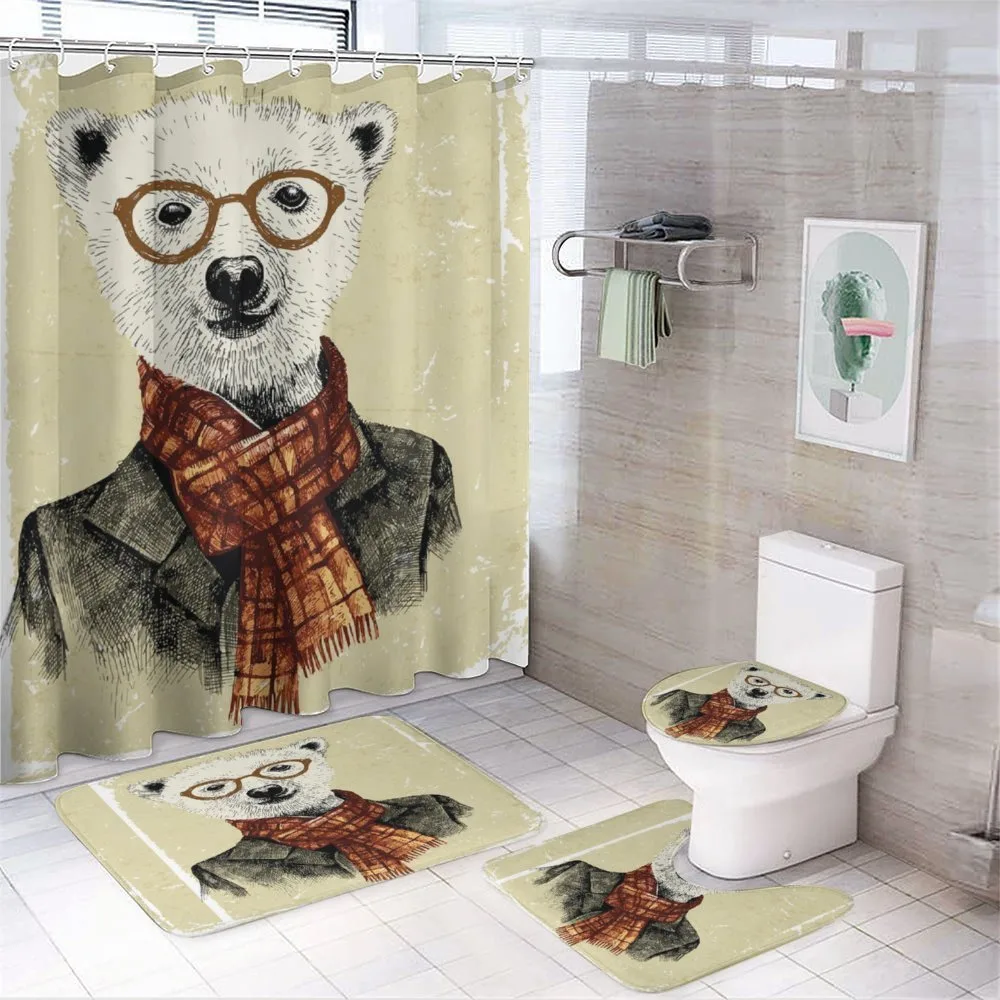Hipster Bear Glasses — 4-Piece Bathroom Set preview
