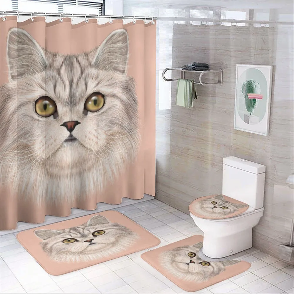 Love Cat Words Portrait — 4-Piece Bathroom Set preview