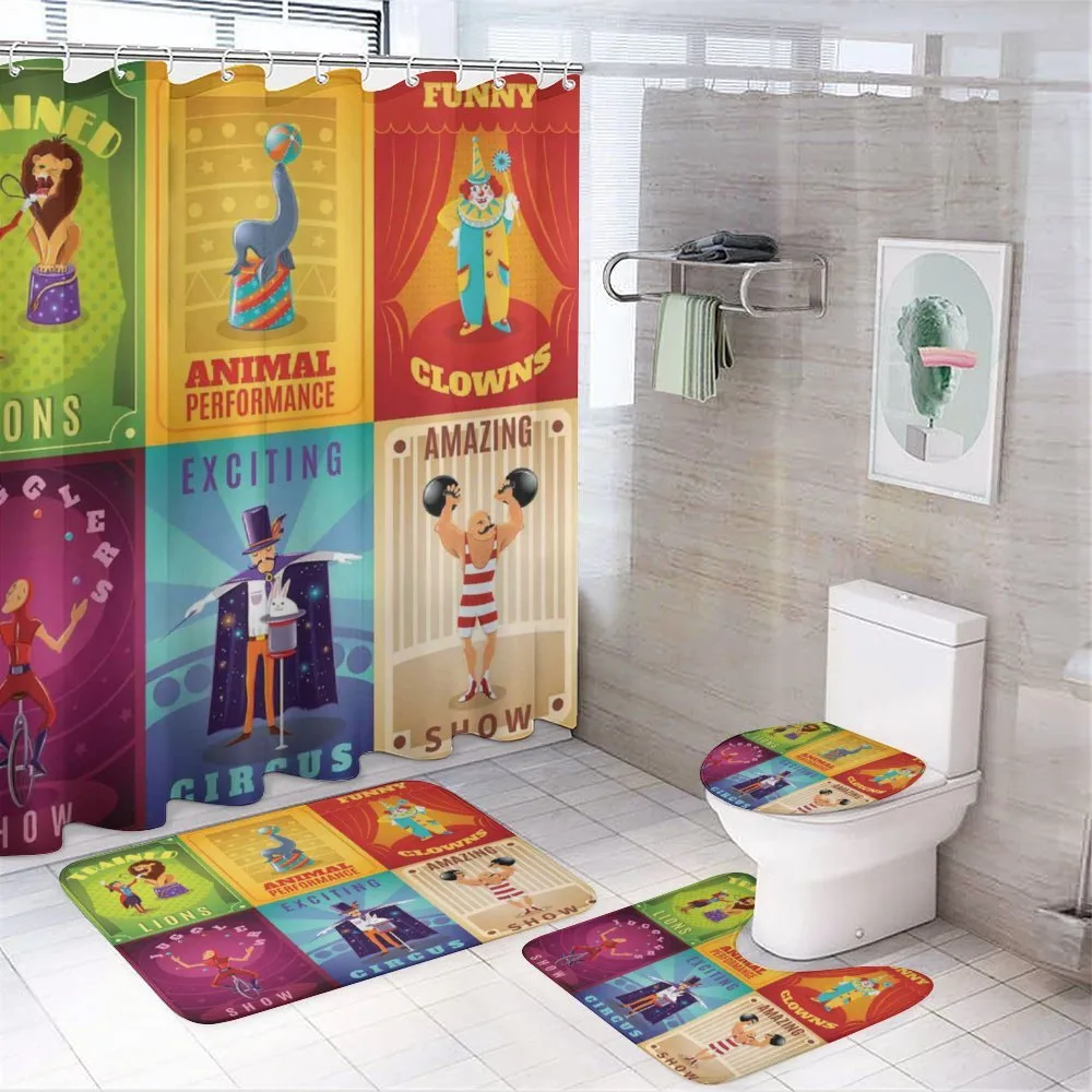 Retro Circus Animals — 4-Piece Bathroom Set preview