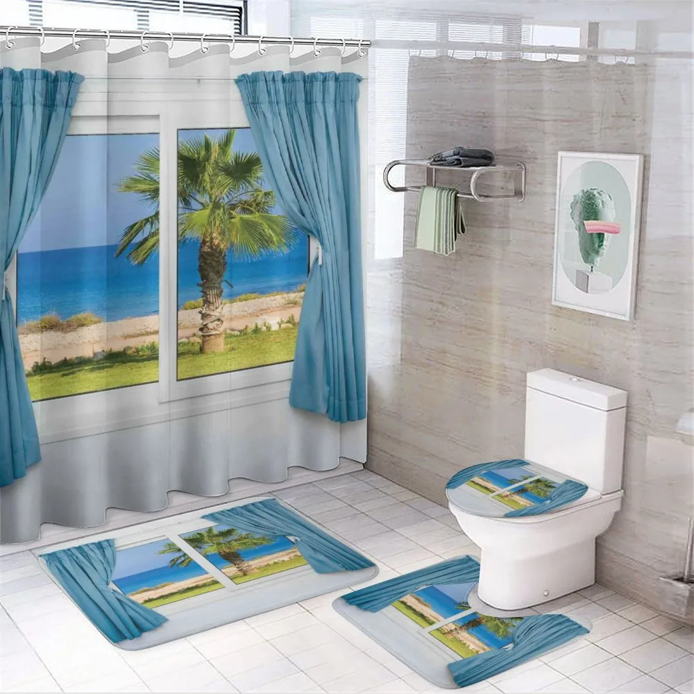 Shore Palm Tree Island 4-Piece Bathroom Set product video