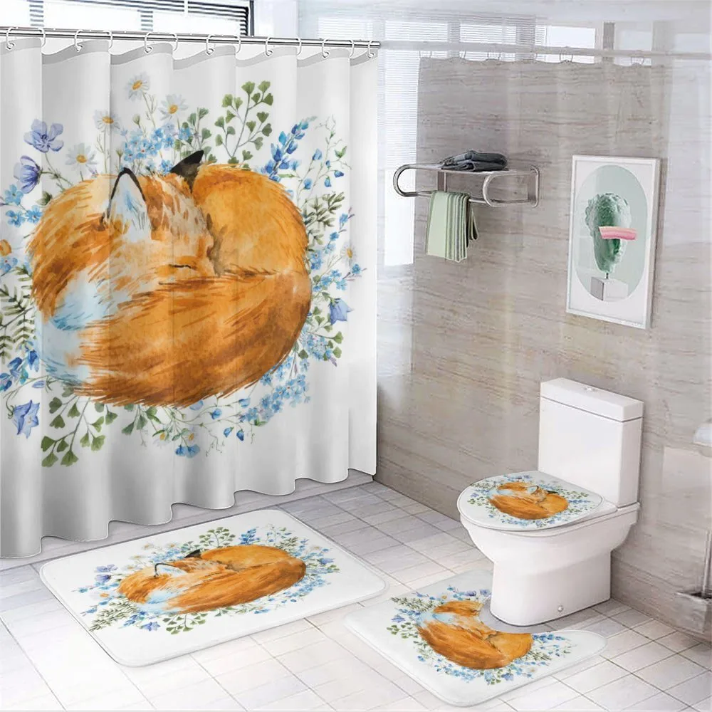 Sleeping Fox Watercolors — 4-Piece Bathroom Set preview