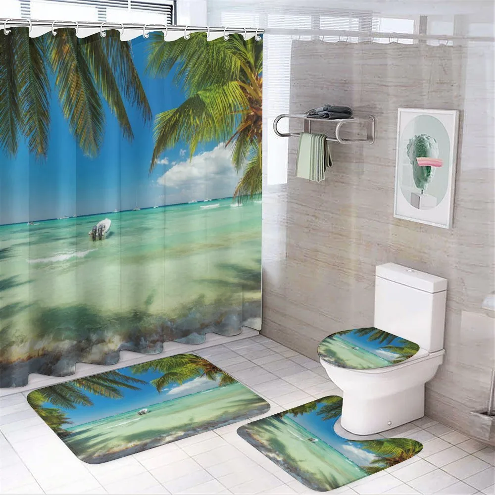 Surreal Sea Palm Tree — 4-Piece Bathroom Set preview