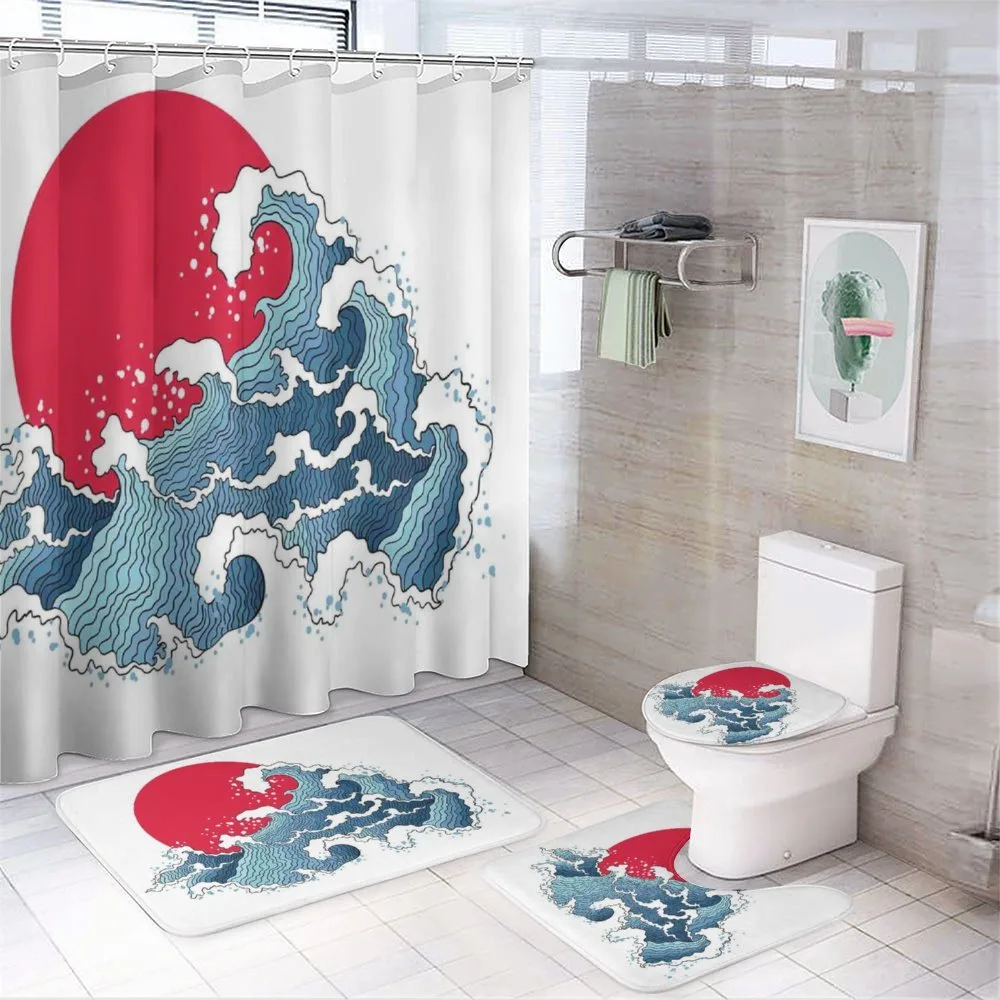 Wave Illustration — 4-Piece Bathroom Set preview