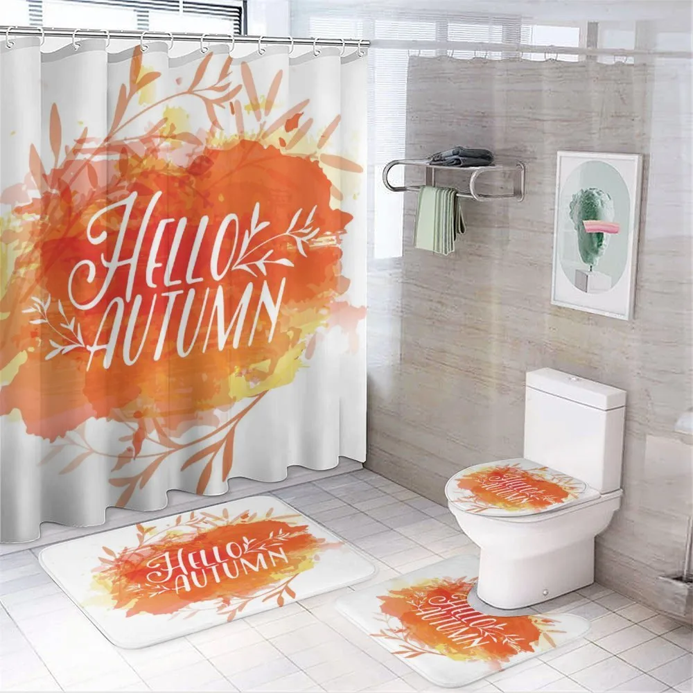 Autumn Watercolor Art — 4-Piece Bathroom Set preview