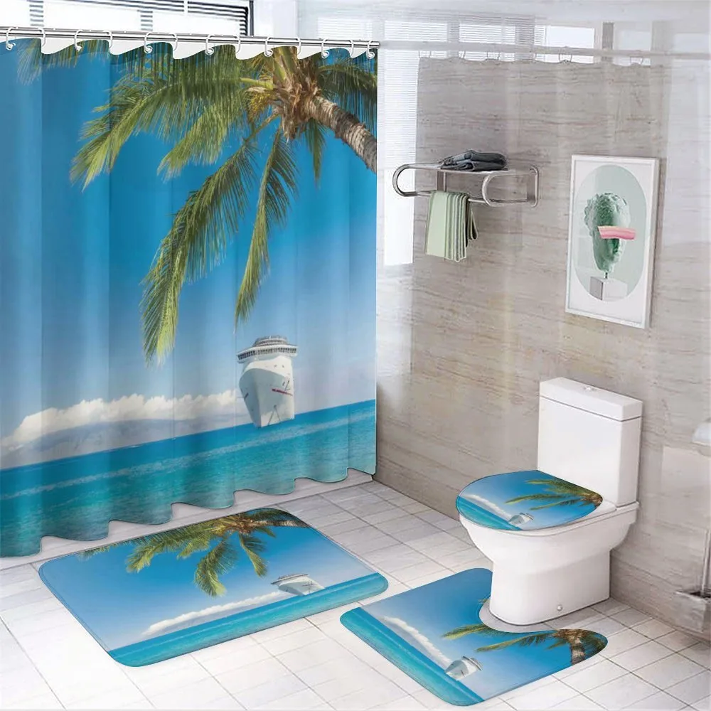 Cruise Ship Palm Tree — 4-Piece Bathroom Set preview