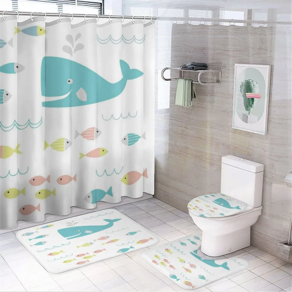 Geometric Whale Fish — 4-Piece Bathroom Set preview