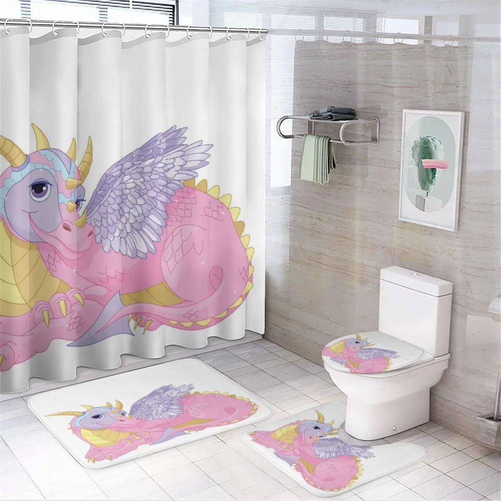 Lady Dragon Posing — 4-Piece Bathroom Set preview