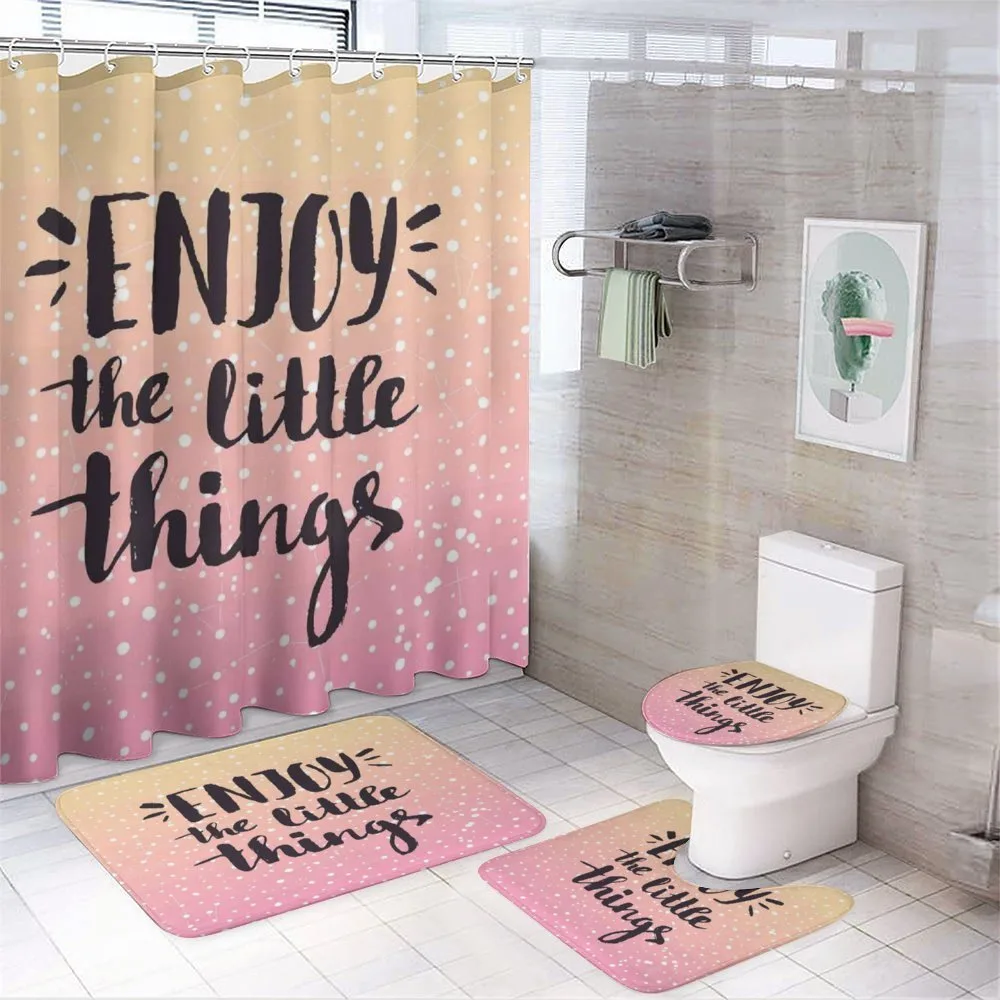 Ombre Dots and Slogan 4-Piece Bathroom Set product video
