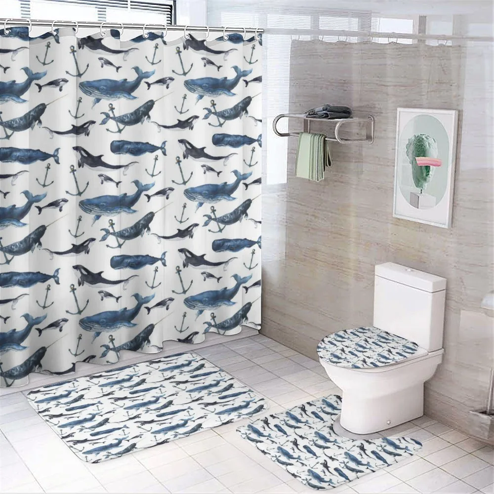 Orcas and Blue Whales — 4-Piece Bathroom Set preview