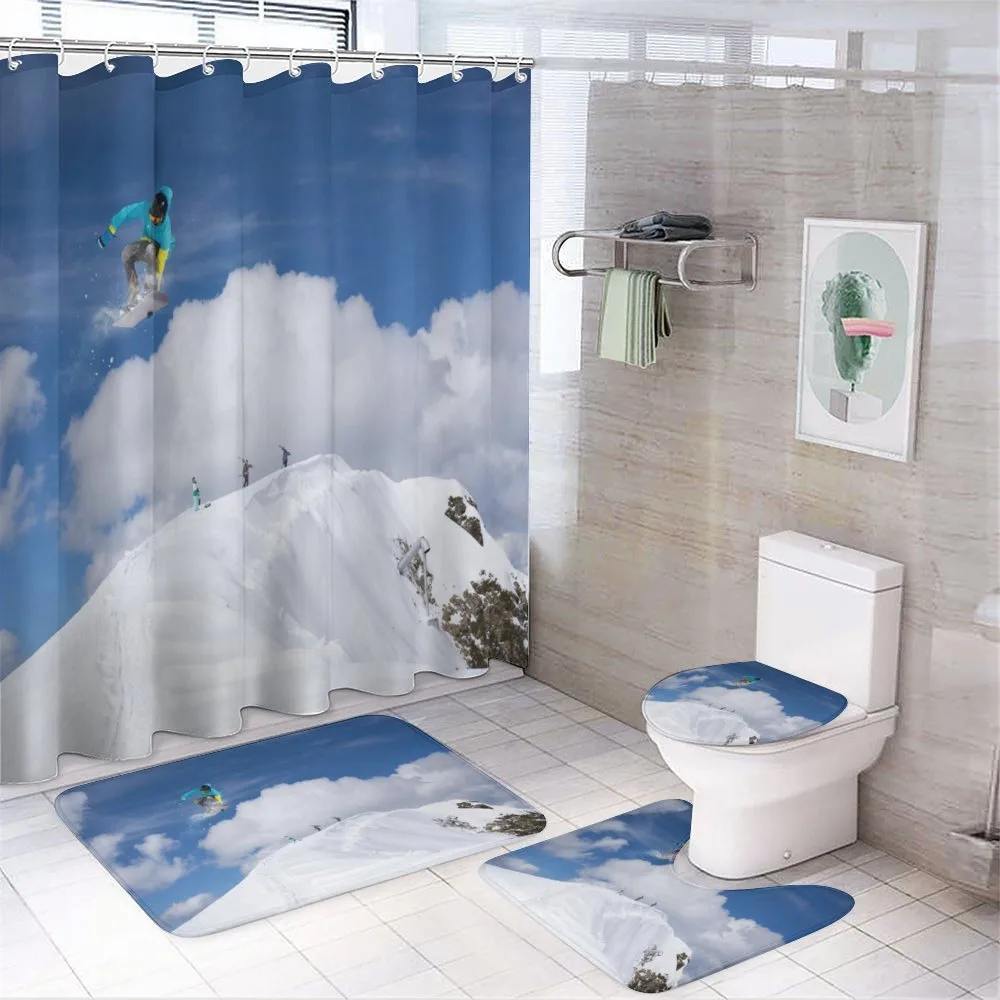 Snowboarder Mountaintop — 4-Piece Bathroom Set preview