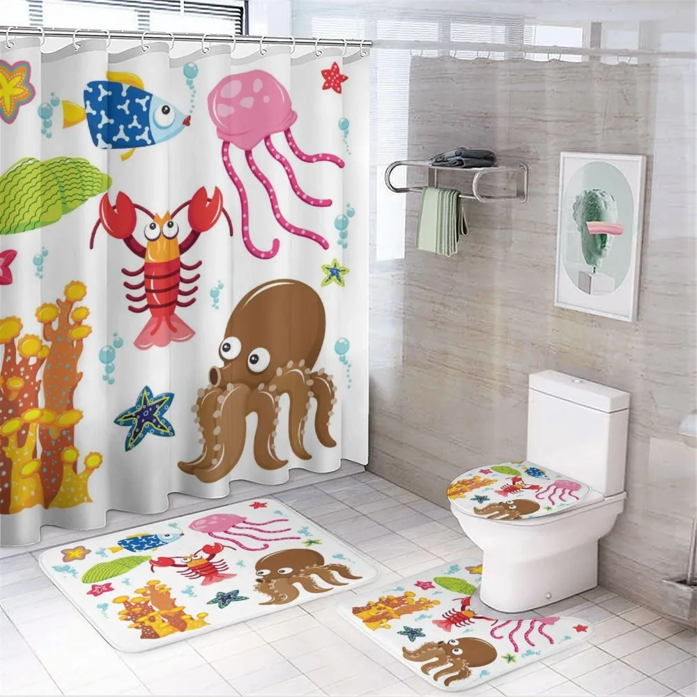 Underwater Wildlife Fun 4-Piece Bathroom Set product video