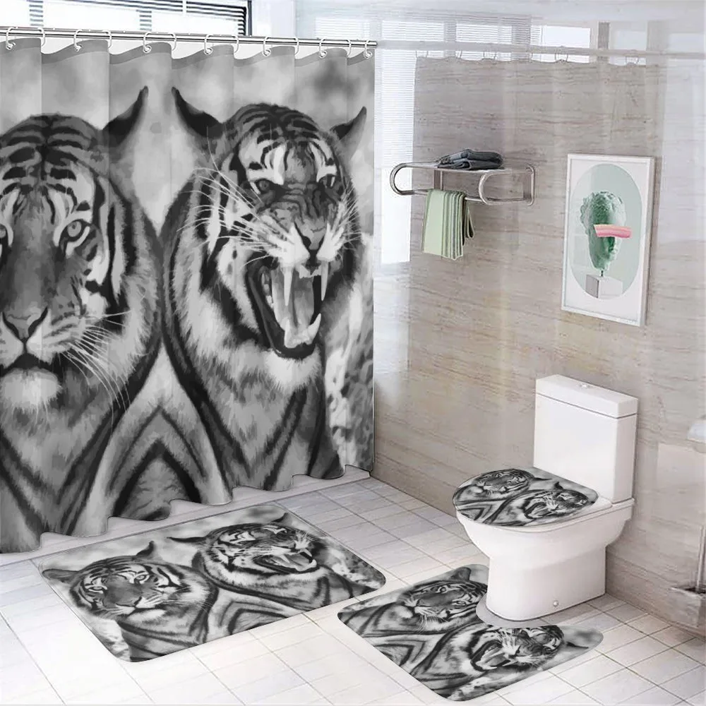 Aggressive Wild Tiger — 4-Piece Bathroom Set preview