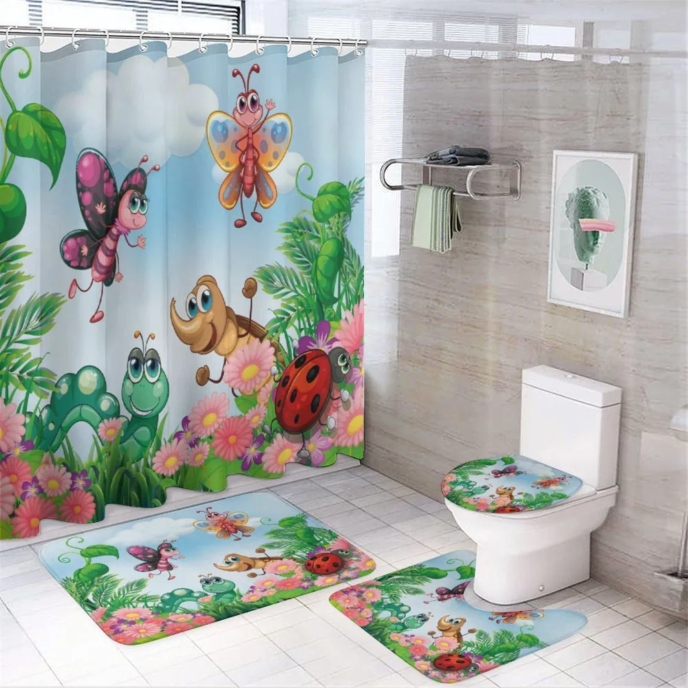 Butterfly Ladybug Worm — 4-Piece Bathroom Set preview