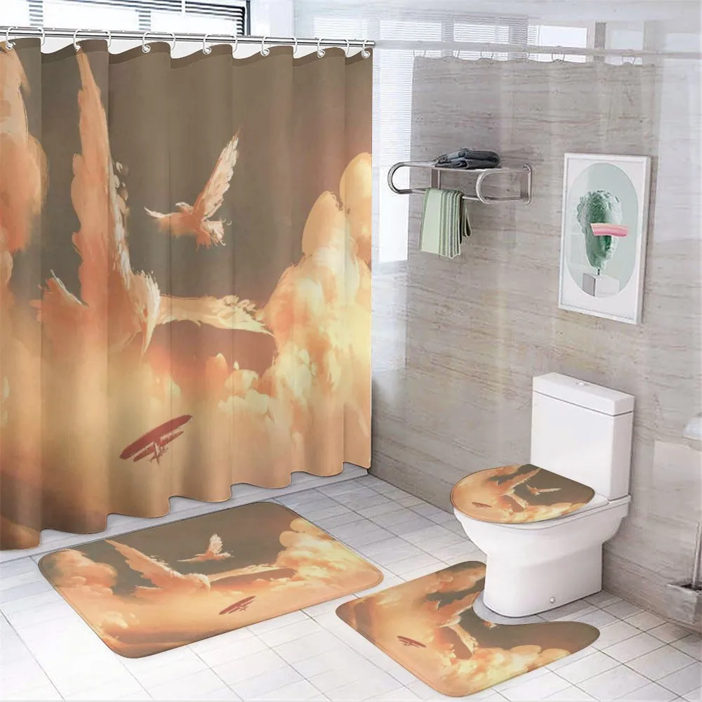 Plane in Sunset Cloud — 4-Piece Bathroom Set preview