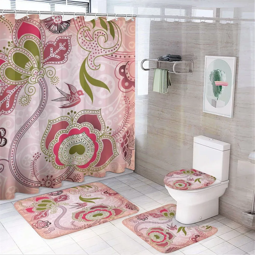 Swirl Leaf Lines Bohem — 4-Piece Bathroom Set preview