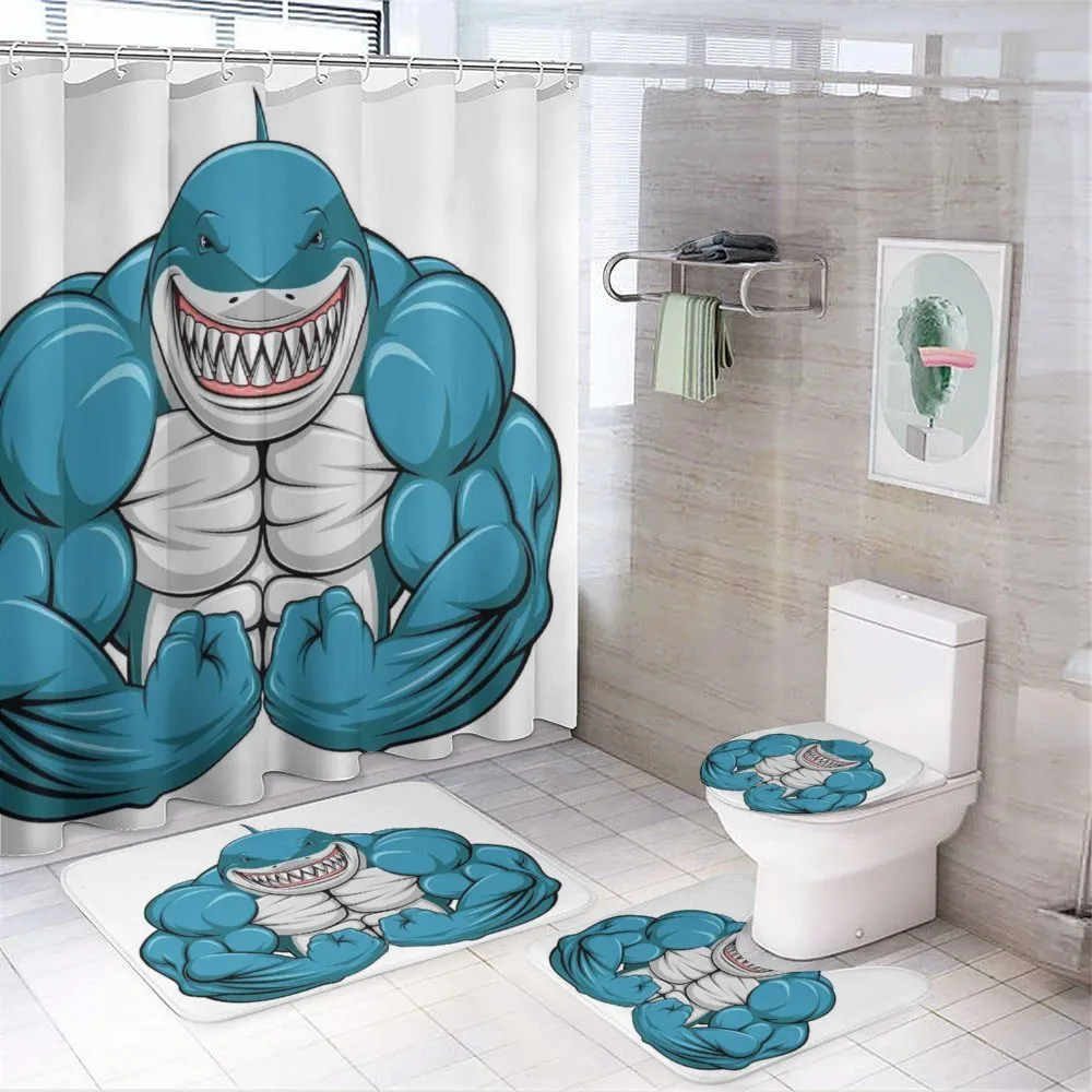 Toothy White Shark Smiling — 4-Piece Bathroom Set preview