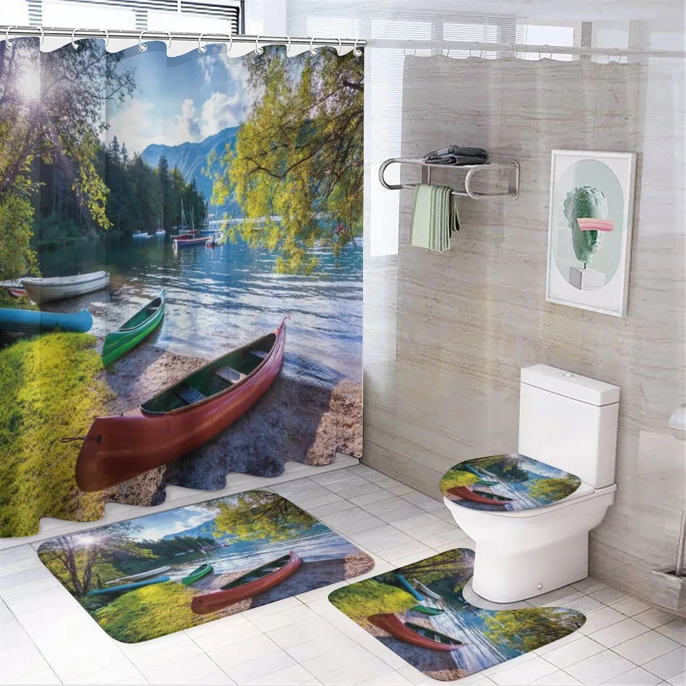 Bohinj Lake with Boats — 4-Piece Bathroom Set preview