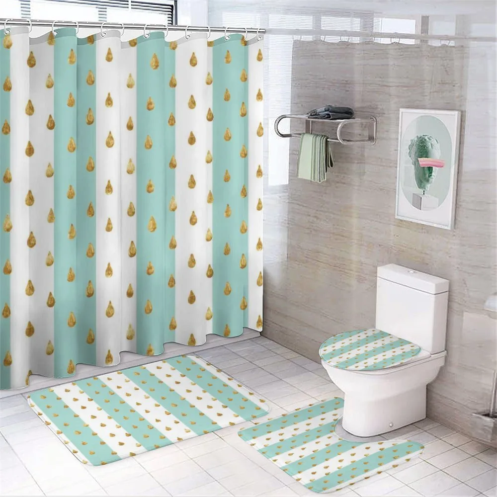 Drops on Bold Stripes — 4-Piece Bathroom Set preview