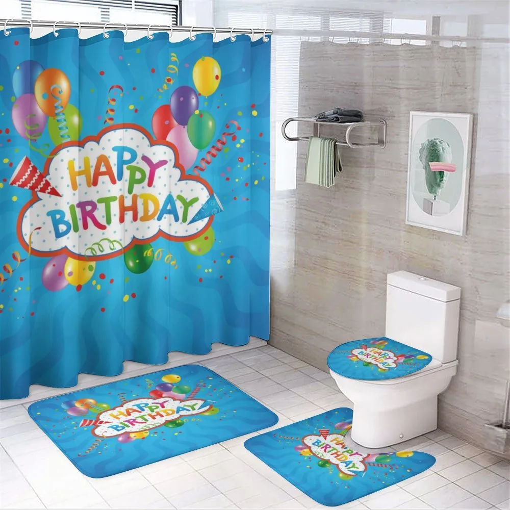 Greeting Text Party Hats 4-Piece Bathroom Set product video