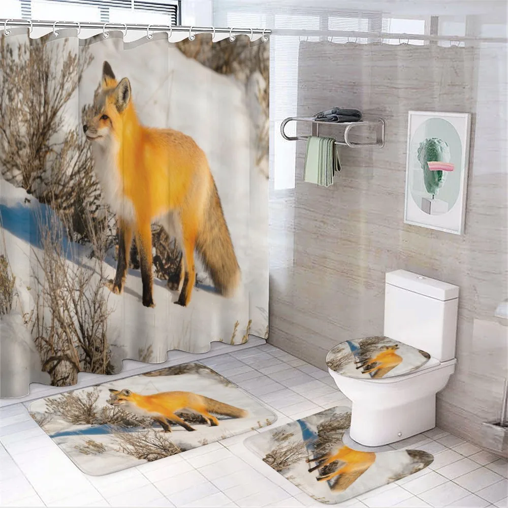 Red Fox in Snowy Nature — 4-Piece Bathroom Set preview