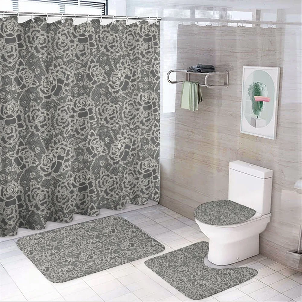 Romantic Rose Motifs — 4-Piece Bathroom Set preview