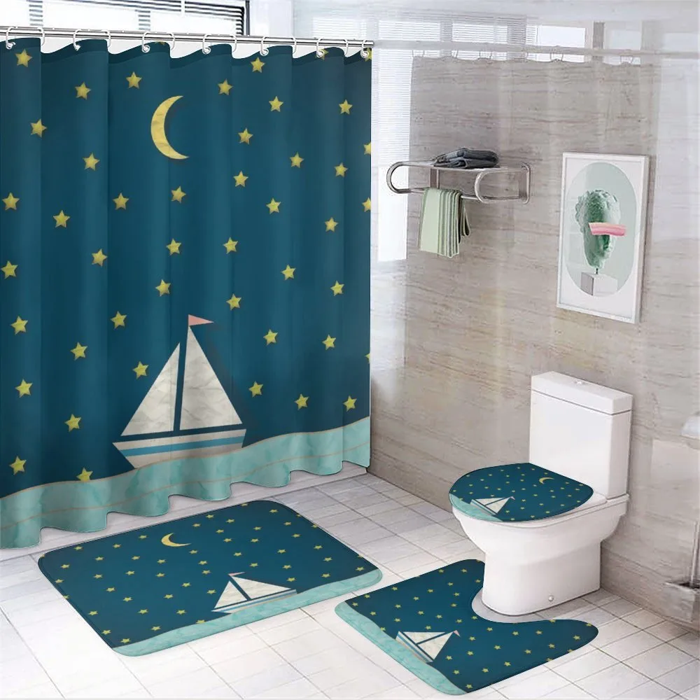 Sailing Boat Night Sky — 4-Piece Bathroom Set preview
