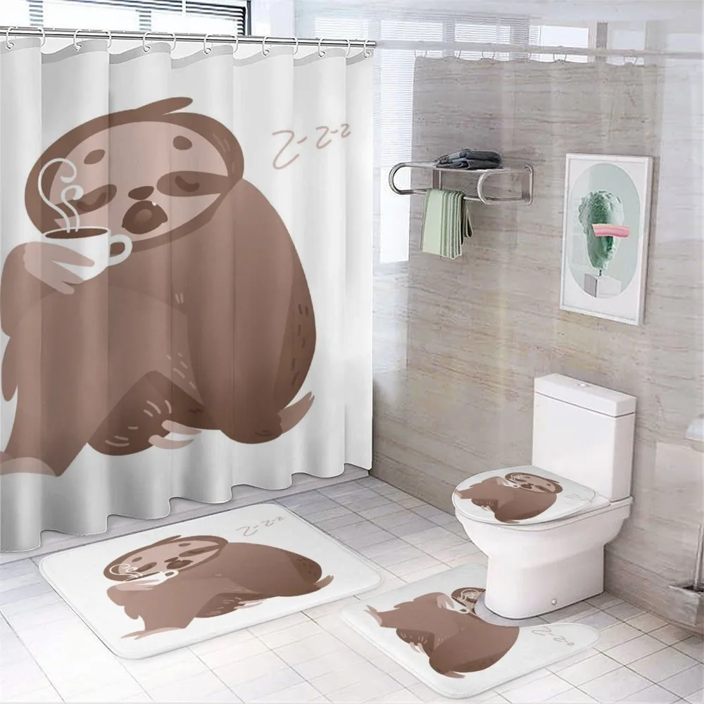 Sleepy Sipping Coffee — 4-Piece Bathroom Set preview