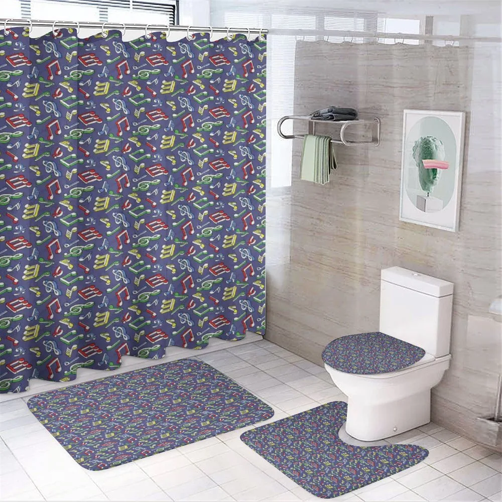 Cartoon Colorful Notes — 4-Piece Bathroom Set preview