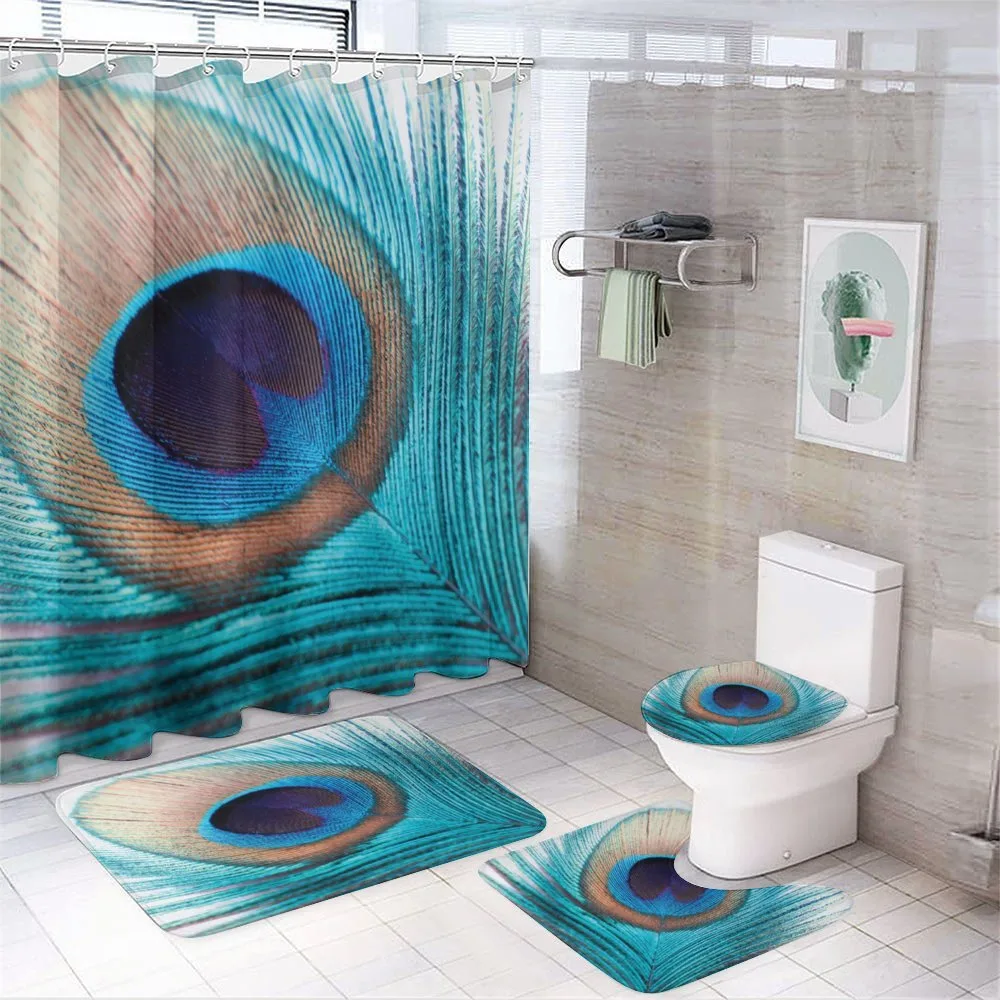 Close up Peacock Fluff Art — 4-Piece Bathroom Set preview