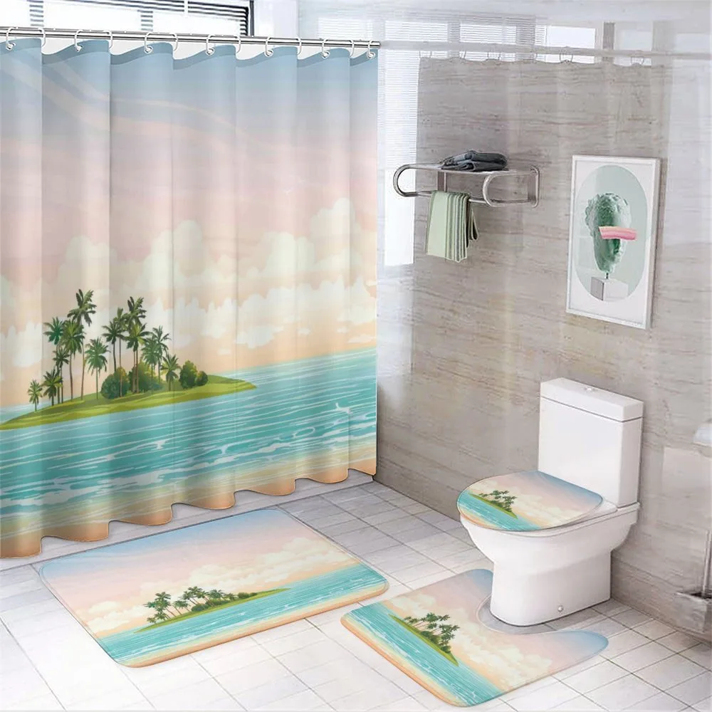 Jungle at Sunset Sky Clouds 4-Piece Bathroom Set product video