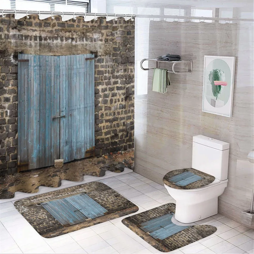 Medieval Stone Wall — 4-Piece Bathroom Set preview