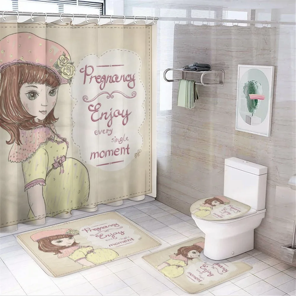 Pregnancy Themed Slogan — 4-Piece Bathroom Set preview