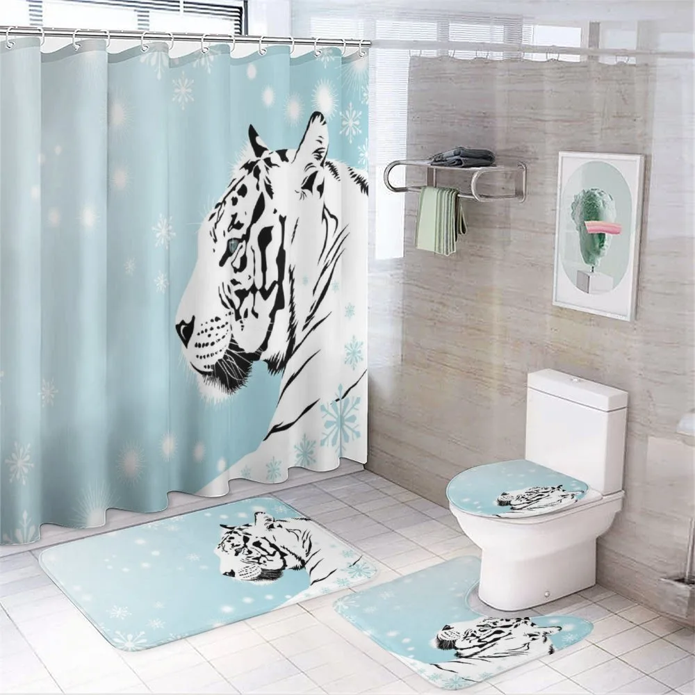White Beast on Snowy Land 4-Piece Bathroom Set product video