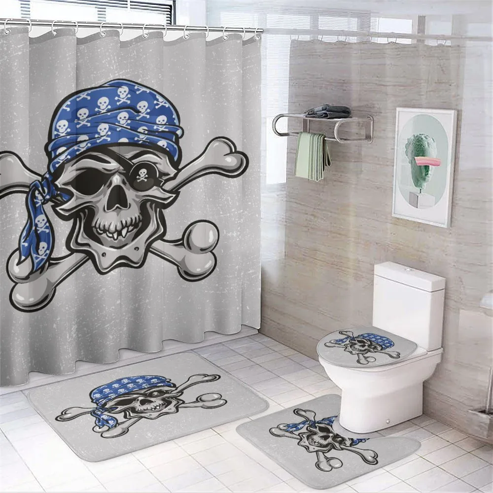 Pirate Evil Head Bones — 4-Piece Bathroom Set preview