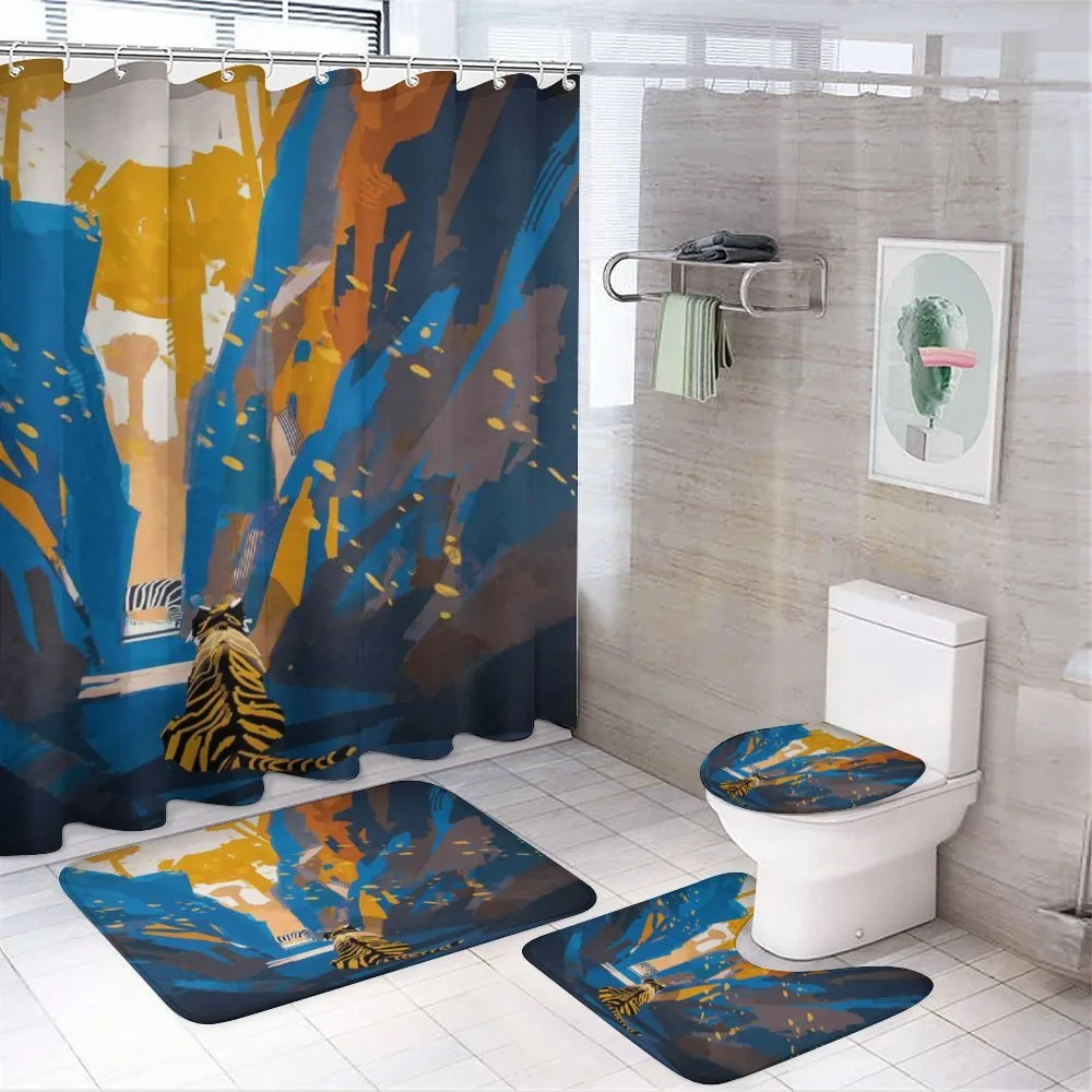 Tiger Striped in City — 4-Piece Bathroom Set preview