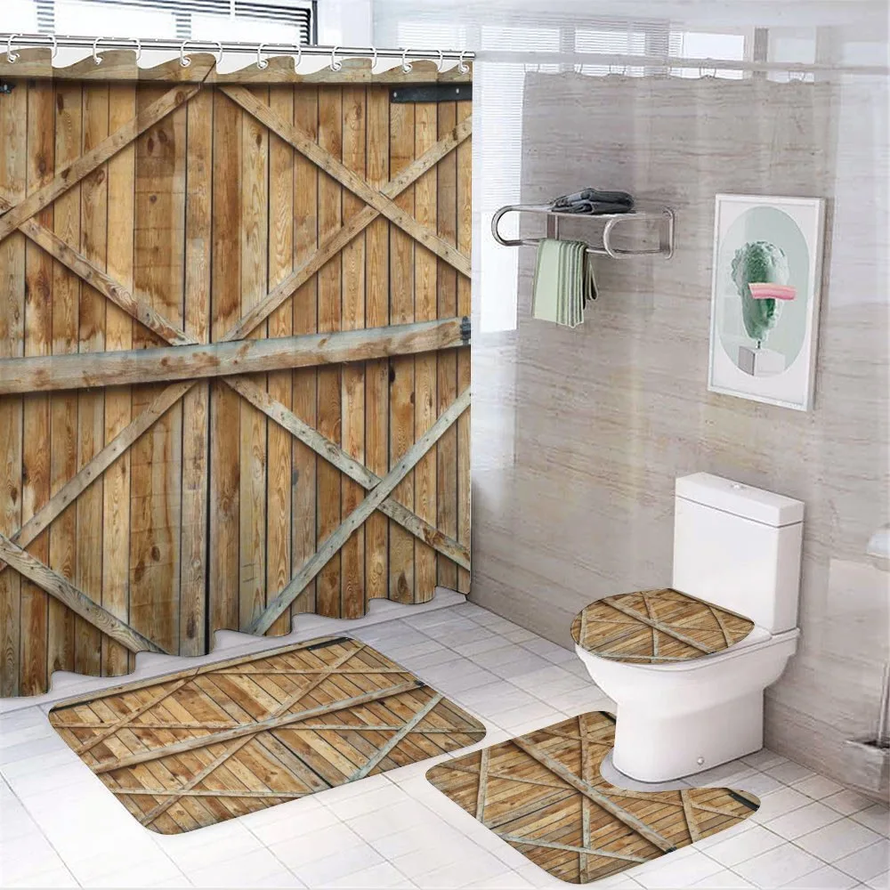 Wooden Timber Door Plank — 4-Piece Bathroom Set preview