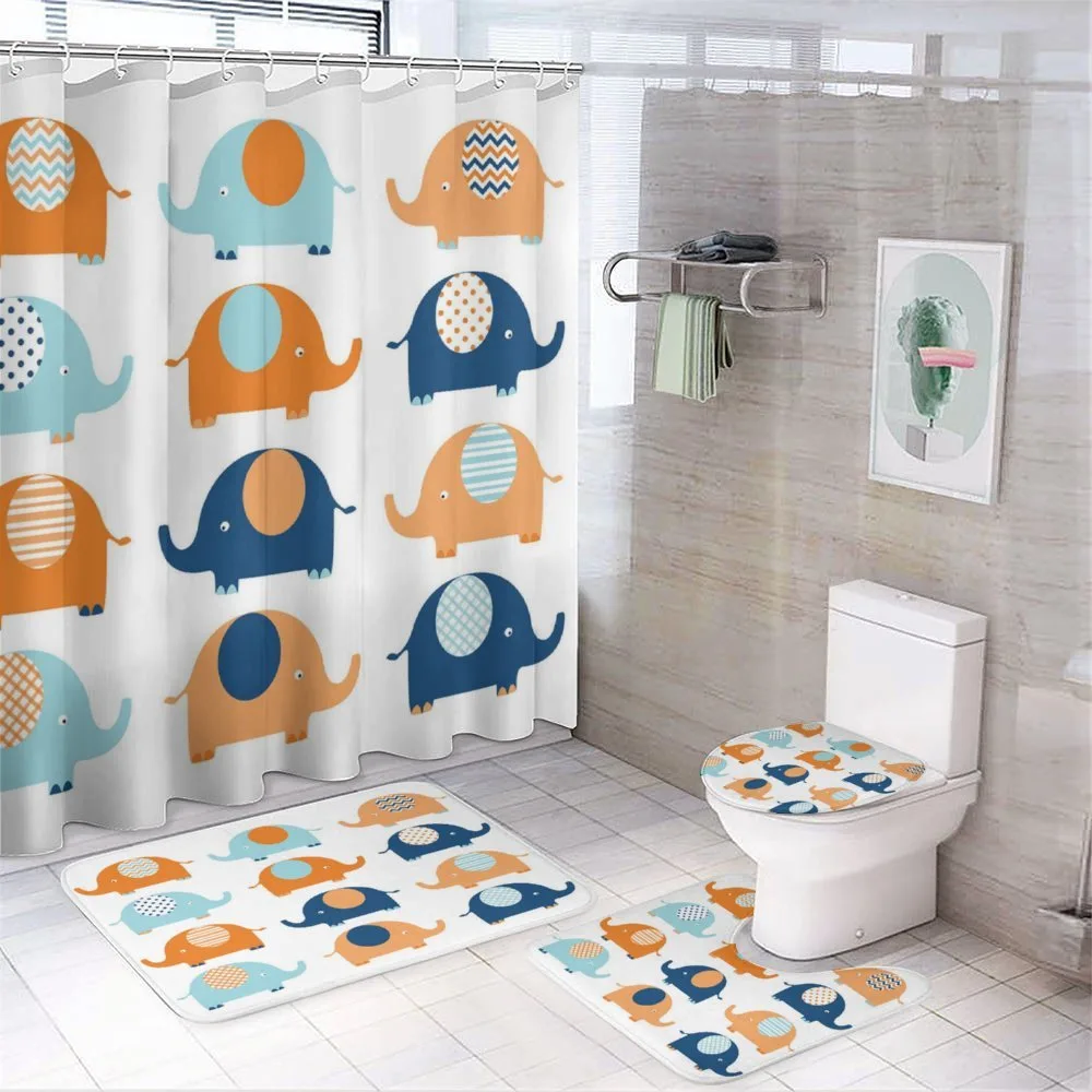 Cartoon Baby Elephants Art — 4-Piece Bathroom Set preview