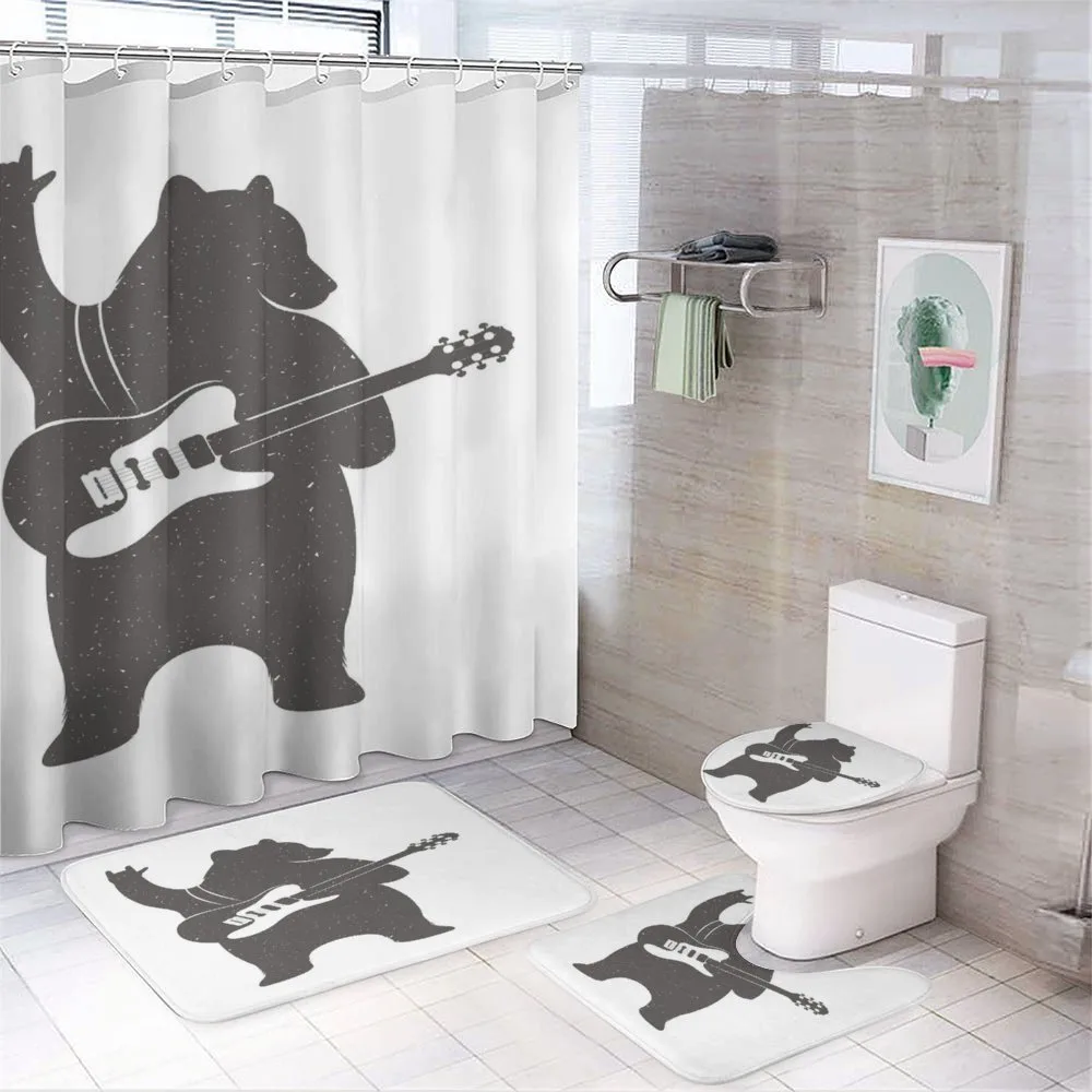 Music Guitar Rock 'n' Roll 4-Piece Bathroom Set product video