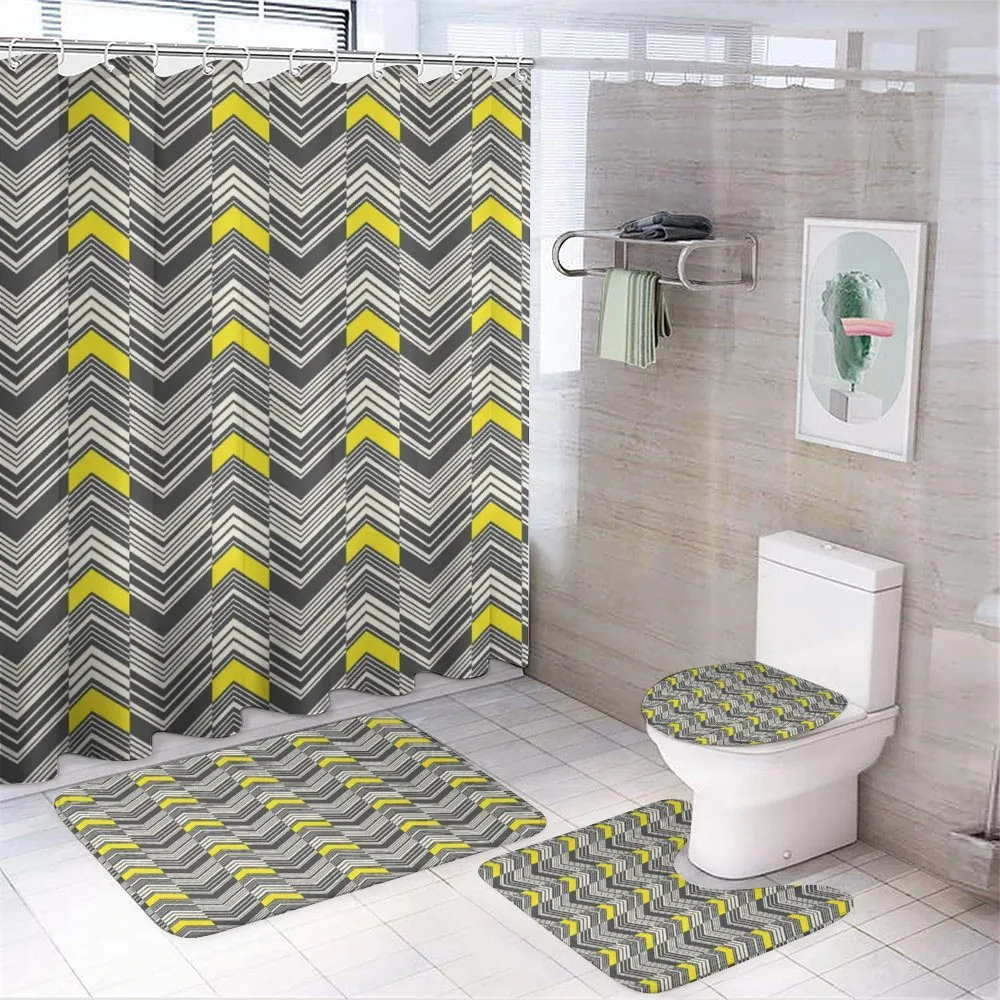 Nostalgic Abstract Zigzags — 4-Piece Bathroom Set preview