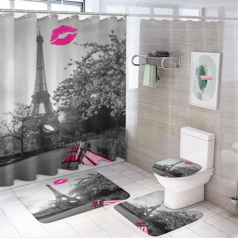 Romantic City and a Kiss — 4-Piece Bathroom Set preview