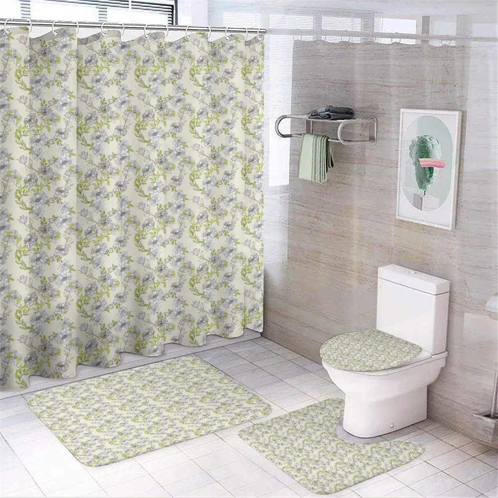 Romantic Floral Leaves Art — 4-Piece Bathroom Set preview