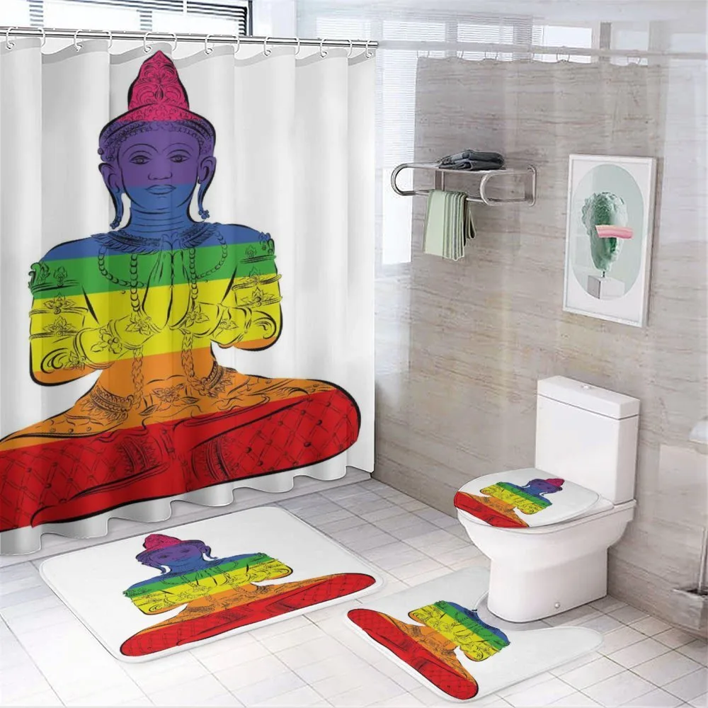 Sitting Rainbow Meditation — 4-Piece Bathroom Set preview
